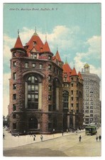 Buffalo New York c1910 Erie County Savings Bank, vintage trolley car picture