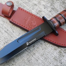12” USMC Licensed Marines Military KBAR Knife With Leather Handle And Sheath picture