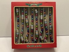 Radko Shiny Brite Glass Christmas Tree Garland Figural Red Pink Aqua Green 7ft picture