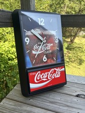 VINTAGE DEAD STOCK COKE COCA COLA DINNER GLASS CLOCK RED SIGN 1994 picture