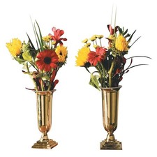 Brass Altar Vases With Aluminum Liners Religious Church Floral Decor Set picture