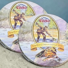 Vintage 1993 Coors Beer Rocky Mountain Legend Fly Fishing Coaster Tin Lot NEW picture