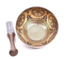 7 Inches Sacred Geometry -Flower OF Life Carving Handmade- Tibetan Singing Bowl picture