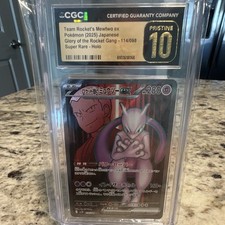CGC Pristine 10 Team Rocket's Mewtwo ex 114/098 JP 2025 Glory Rocket Gang Holo picture
