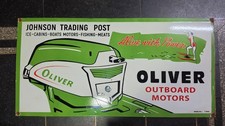 OLIVER OUTBOARD MOTORS PORCELAIN ENAMEL SIGN 48 X 24 INCHES picture