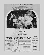 February 1977 Van Halen Concert Pasadena Civic Center Flyer Handbill 8x10 Photo picture