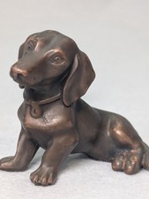 Jennings Brothers Brass Dachshund weiner dog sitting Figurine Vintage Metal J.B. picture