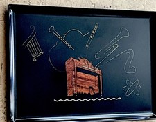 Large Couroc of Monterey JAZz Music Instruments Piano Inlay Tray -  18