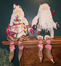 Vtg Bendable Fantasy Christmas Elf Doll Shelf Sitter Santa Mrs Claus 18