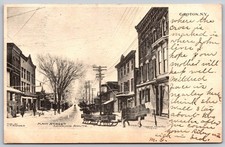 Groton NY Main Street Snow Scene 1908 Postcard Verne Morton E82 picture