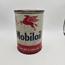 1950's Mobil Oil Socony-Vacuum Mobiloil Outboard Metal 1 Quart Can Full picture