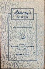 Vintage 1950s Hollywood Florida Lowery's Diner Menu picture