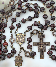 7 Joys of Mary Franciscan Crown Rosary Chaplet |7 Decades| Bronze H | Red Jasper picture