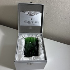 WATERFORD CRYSTAL GREEN SNOWFLAKE WISHES DOF WHISKEY CHRISTMAS GLASS TUMBLER 102 picture