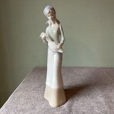 Vintage Girl Holding Goose Ceramic Figurine 11