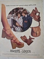 1975 Bakers Leeds Qualicraft Leather Wood Platform Womens Shoes Vintage Ad picture