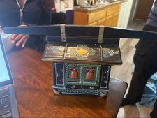 Vintage Japanese Ceramic Palanquin Planter – Hand Painted Norimono, Made in Japa picture