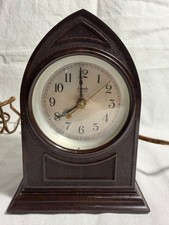 1930s Lincoln Electric Bakelite Cathedral Mantel Clock Art Deco Working USA picture