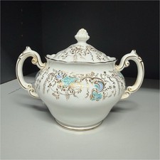 La Cartuja de Sevilla Porcelain Lidded Sugar Bowl w/ Handles Floral Nº 3636 picture