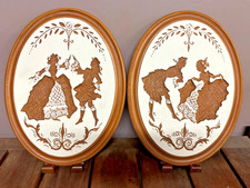 Vintage Set Of 2 Courting Dancing Couple Chalk Wall Plaques by Modern Art Co picture