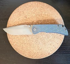 Custom anodized Ti EDC knife - Indigo BLue/Blackwash - Seigaiha 3.5