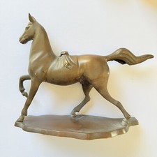 Large Vintage Brass Trotting Horse Statue on Stand picture