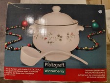 pfaltzgraff Winterberry Soup Toureen With Lid And Laddle Christmas Holly... picture
