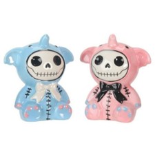 PT  Adorable Furrybones Elefun Pink and Blue Salt & Pepper Shakers picture