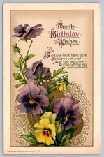 Postcard John Winsch Artist Signed Best Birthday Wishes Flowers c 1915 Embossed picture