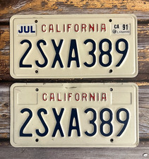 1991 California Automobile License Plate Matched Pair / Set 2SXA389 picture