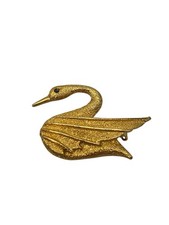 Vintage Signed DFA Elegant Gold Tone Textured Swan Bird Brooch Pin picture