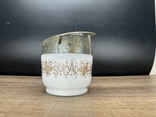 Vintage Gemco Butterfly Gold Milk Glass Sugar Dispenser Broken Lid Parts Repair picture
