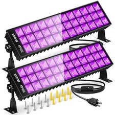 THECHAM 2 Pack 100W LED Black Light Bar for Glow Party, IP66 Waterproof picture