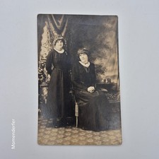 Antique RPPC Two Women Studio Portrait Dark Dresses c1910s Real Photo Postcard picture