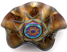 Antique Dugan Amethyst Ski Star Pattern Carnival Glass Bowl 1910 picture