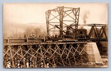 K2/ Nisbet Pennsylvania RPPC Postcard c1910 New P&E Railroad Bridge 3of3 207 picture