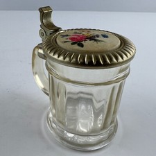 BMF Schnapskrugerl Original Floral Bouquet Mini Stein Lidded Shot Glass Germany picture