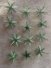 Lot of 12 Vintage MCM Bradford ATOMIC SPUTNIK Metallic Green Star Ornaments picture