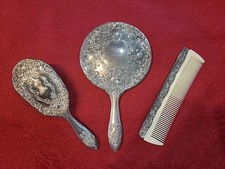 Vintage Silverplate Vanity Set Mirror Brush Comb Vitorian Style picture