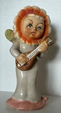 1950s Japanese Anthropomorphic Flower Angel/Pixie Playing Lute Ceramic Figurine picture