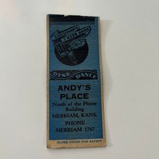 Andy's Place Dine Dance Good Beer Merriam KS Vintage Matchbook Cover SMB40-4 picture