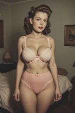 Pink Lingerie Glamour Woman Risque Bedroom Pin-Up Portrait 4x6 Photo picture