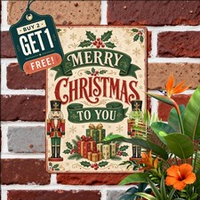 Merry Christmas To You Happy Holiday Season Wall Plaque Metal Tin Sign 8x12 picture