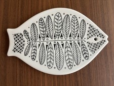 Porsgrund Norway Fish Trivet Black & White Ceramic Mid Century Wall Hanging '62 picture