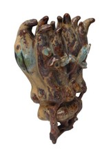 Clay Celadon Yellow Mix Buddha Finger fruit Shape Wall Hanging Vase n155 picture