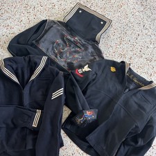 3 WWII Vietnam Era US NAVY Wool SAILOR Crackerjack Uniform Shirt USN Embroidered picture