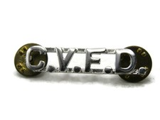 Vintage C.V.F.D. Fire Department Pin Silver Tone Metal Uniform Insignia Bar picture