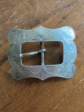 Vintage Sterling Silver Center Bar Belt Buckle Western Yell Newman picture