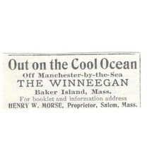 The Winneegan Henry Morse Proprietor Baker Island MA 1903 Magazine Ad SAG6-S26 picture