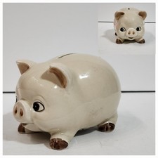 Vth 70s OMC Japan Pig Piggy Bank Otagiri Ceramic with Stopper Painted Glaze *tk picture